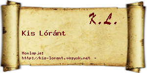Kis Lóránt névjegykártya